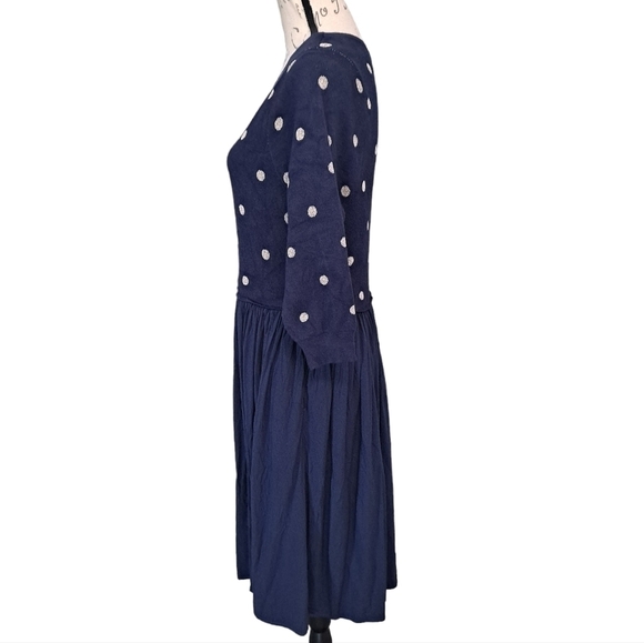 Torrid skater mini challis dress knit navy blue gold polka dot preppy 0X 💖 - Picture 6 of 14